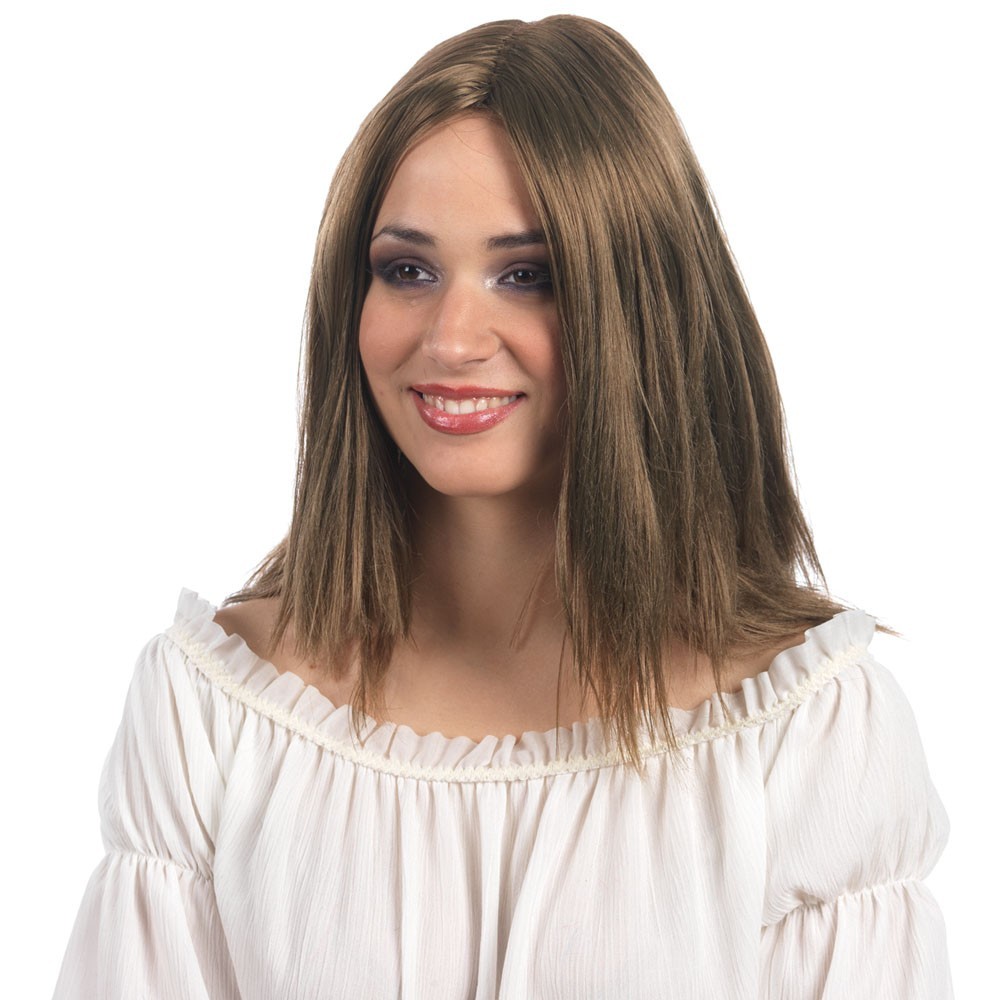 Peluca Larga Lisa Castaño